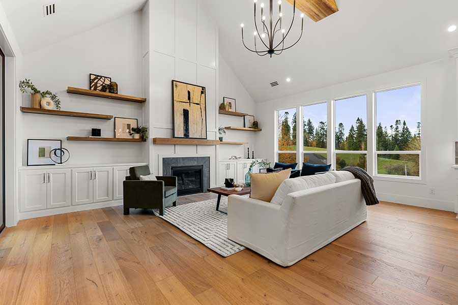 Great room of modern custom home by Kingston Homes