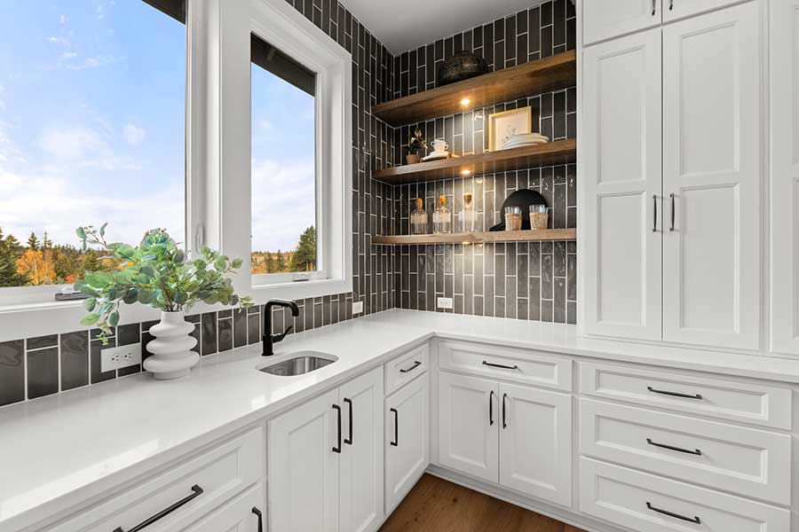 Kitchen counters of modern custom home by Kingston Homes