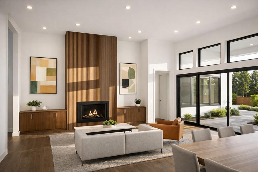 interior living room with fireplace at 1905 NW 123rd St. Vancouver 98685 | Move-in ready home in Ashbury Community in Vancouver, Washington.